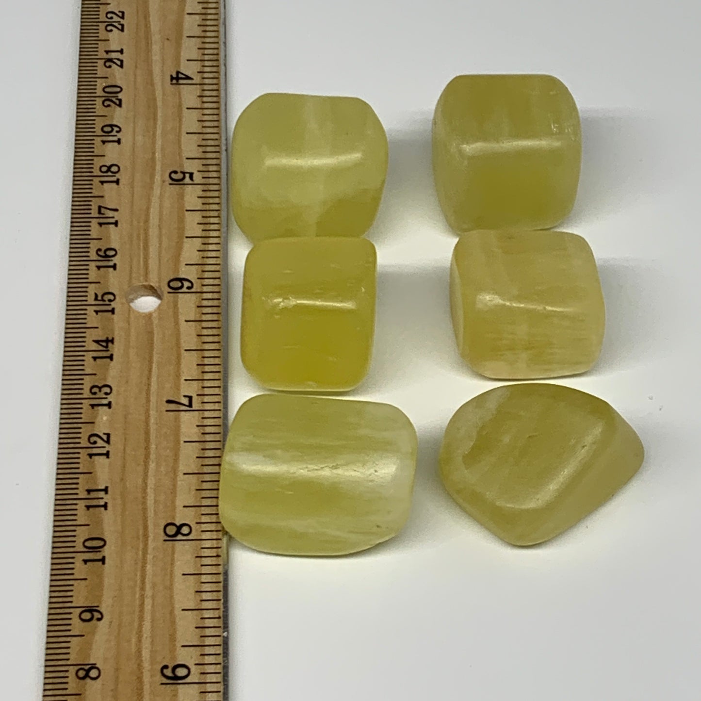 160.1g, 0.8"-1.2", 6pcs, Natural Lemon Calcite Tumbled Stones @Afghanistan, B267
