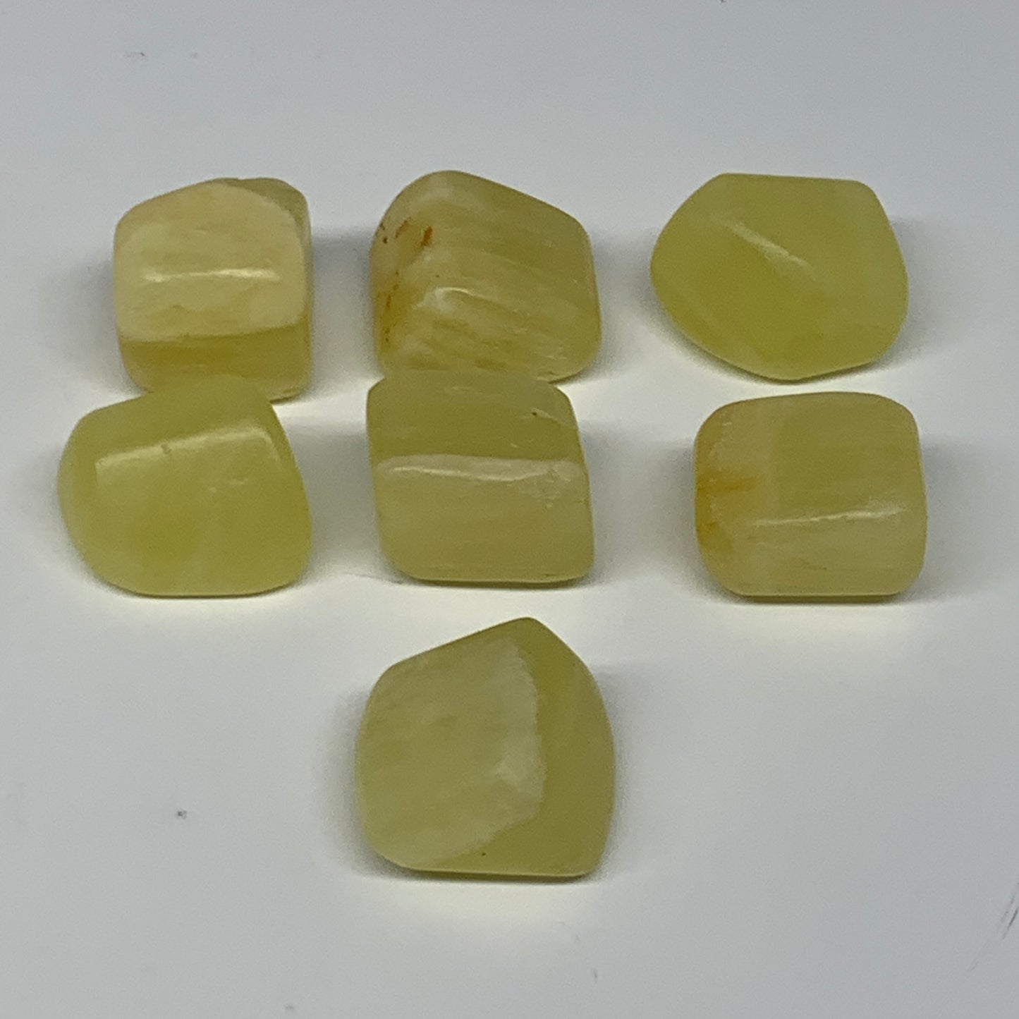 160.8g, 0.9"-1.1", 7pcs, Natural Lemon Calcite Tumbled Stones @Afghanistan, B267