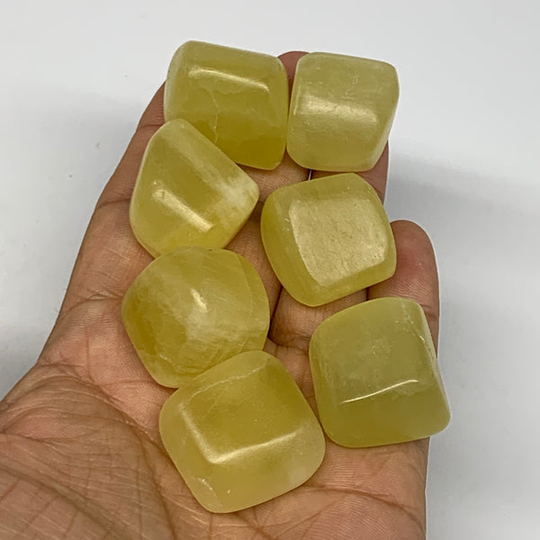 159.4g, 0.9"-1", 7pcs, Natural Lemon Calcite Tumbled Stones @Afghanistan, B26779