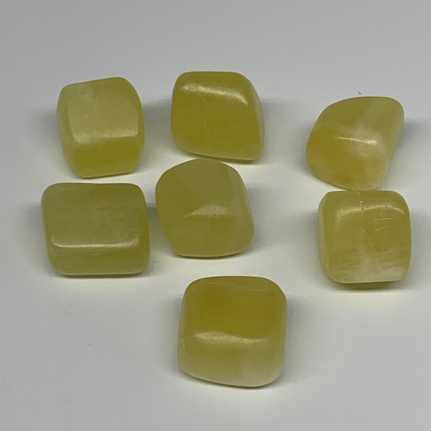 159.4g, 0.9"-1", 7pcs, Natural Lemon Calcite Tumbled Stones @Afghanistan, B26779