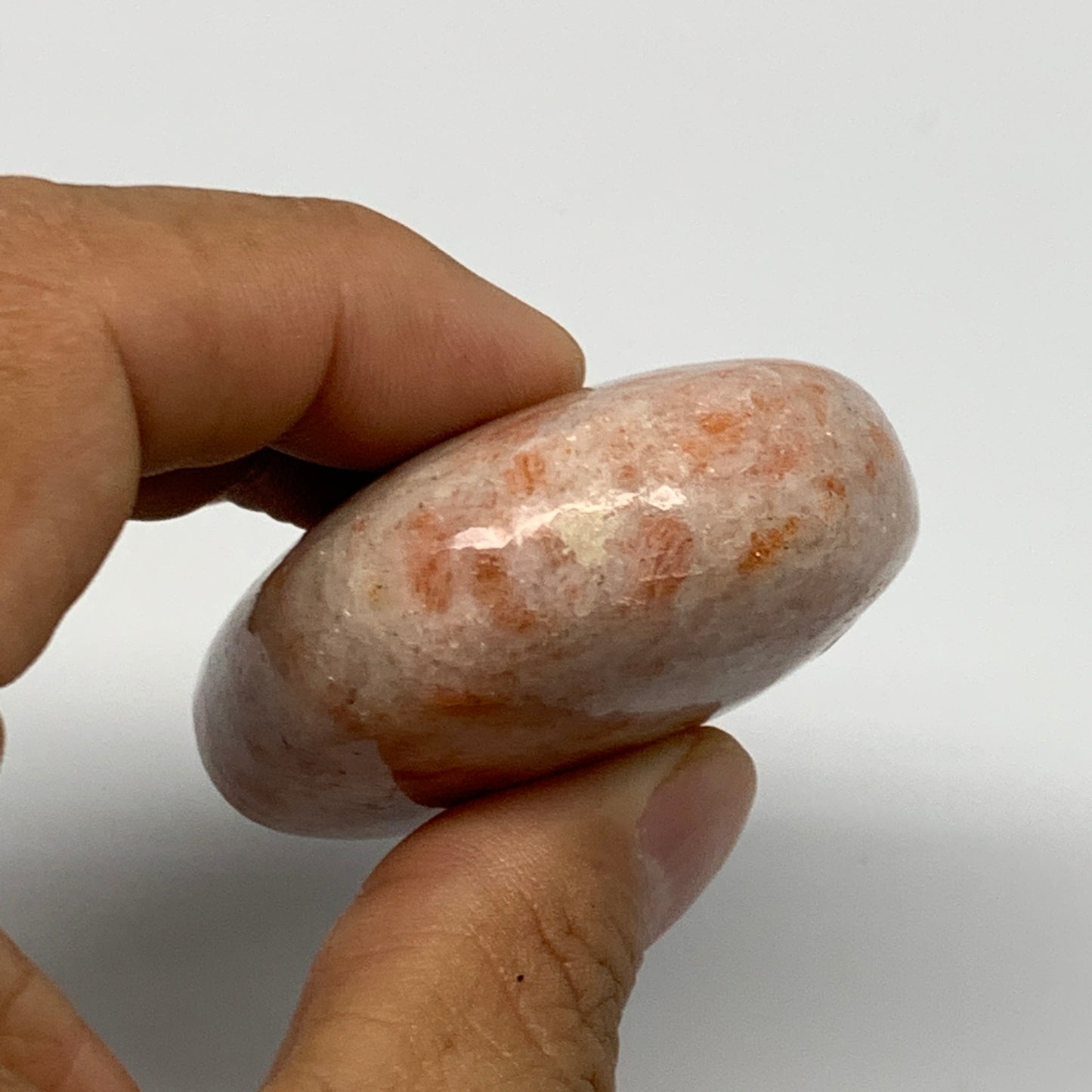 109.3g, 2.6"x1.8"x0.9", Natural Sunstone Palm-Stone Polished from India, B22010