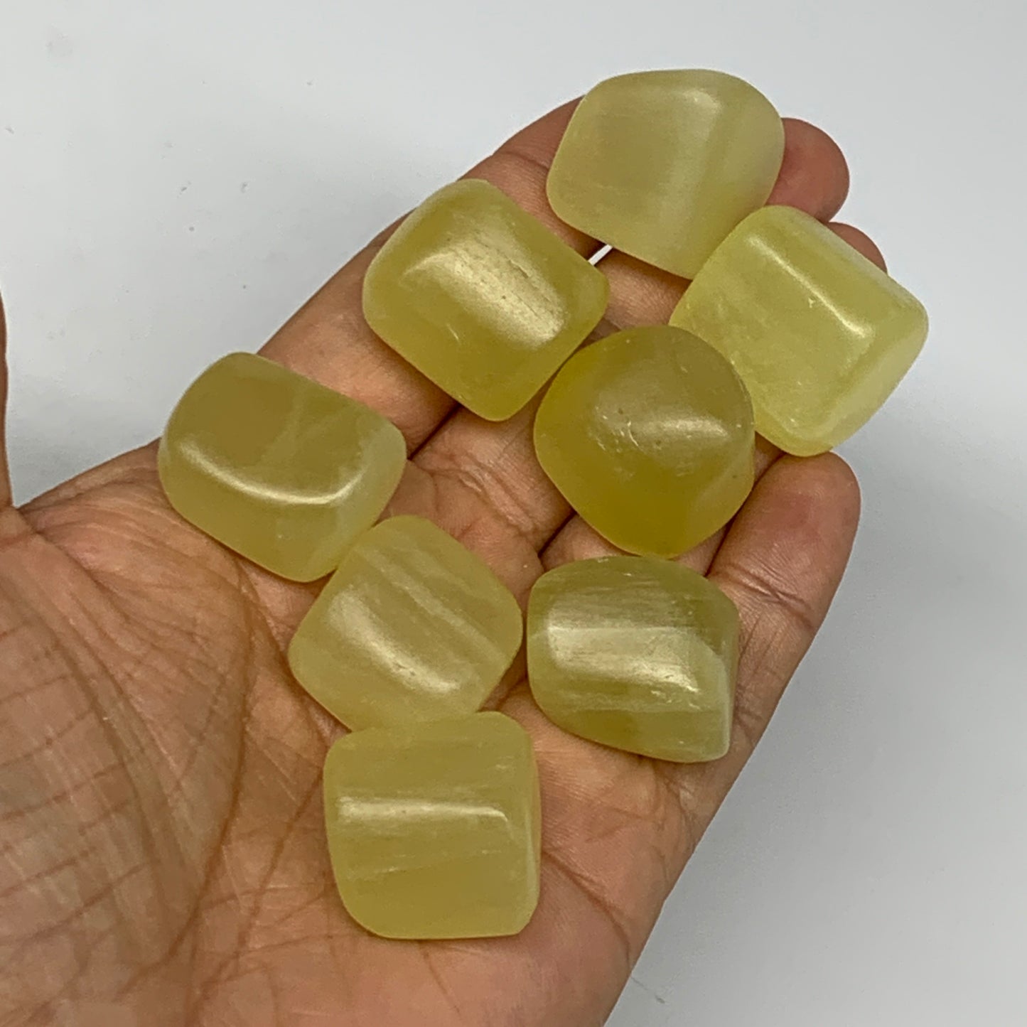 151.1g, 0.8"-1", 8pcs, Natural Lemon Calcite Tumbled Stones @Afghanistan, B26780