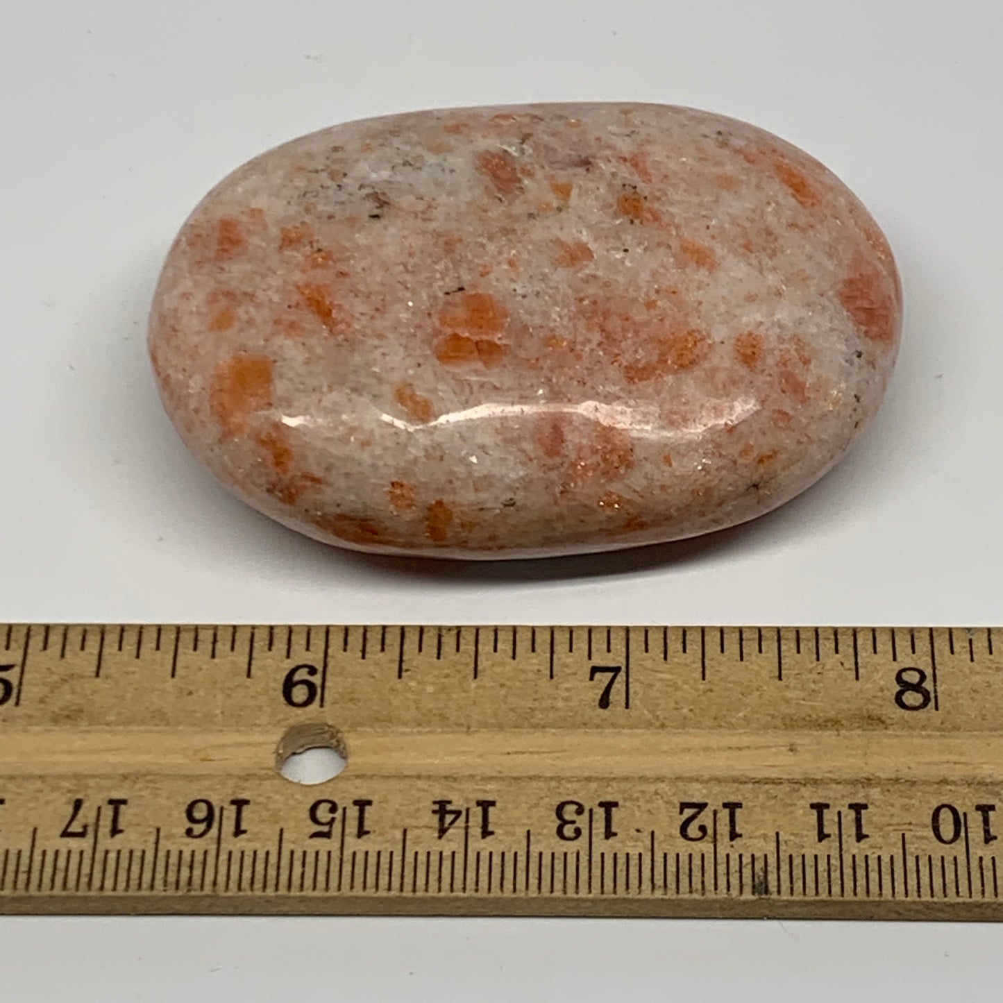 109.3g, 2.6"x1.8"x0.9", Natural Sunstone Palm-Stone Polished from India, B22010