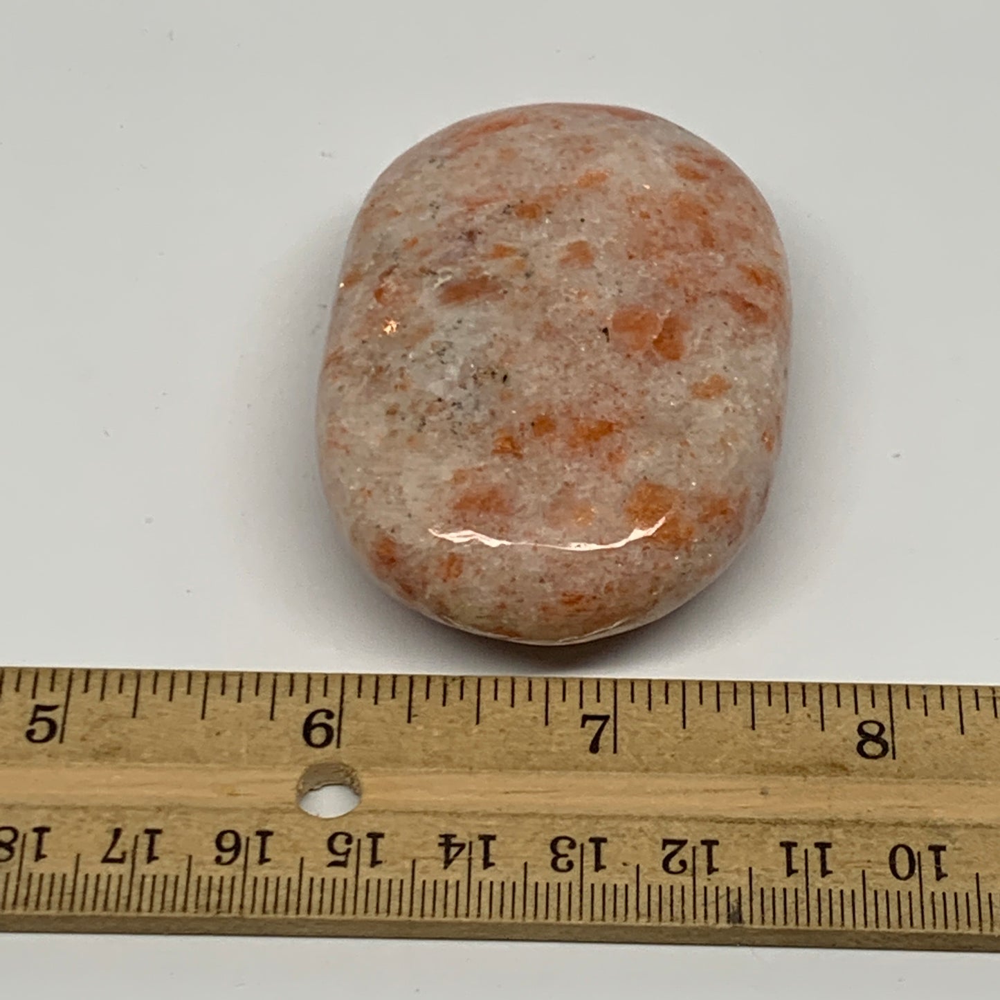 109.3g, 2.6"x1.8"x0.9", Natural Sunstone Palm-Stone Polished from India, B22010