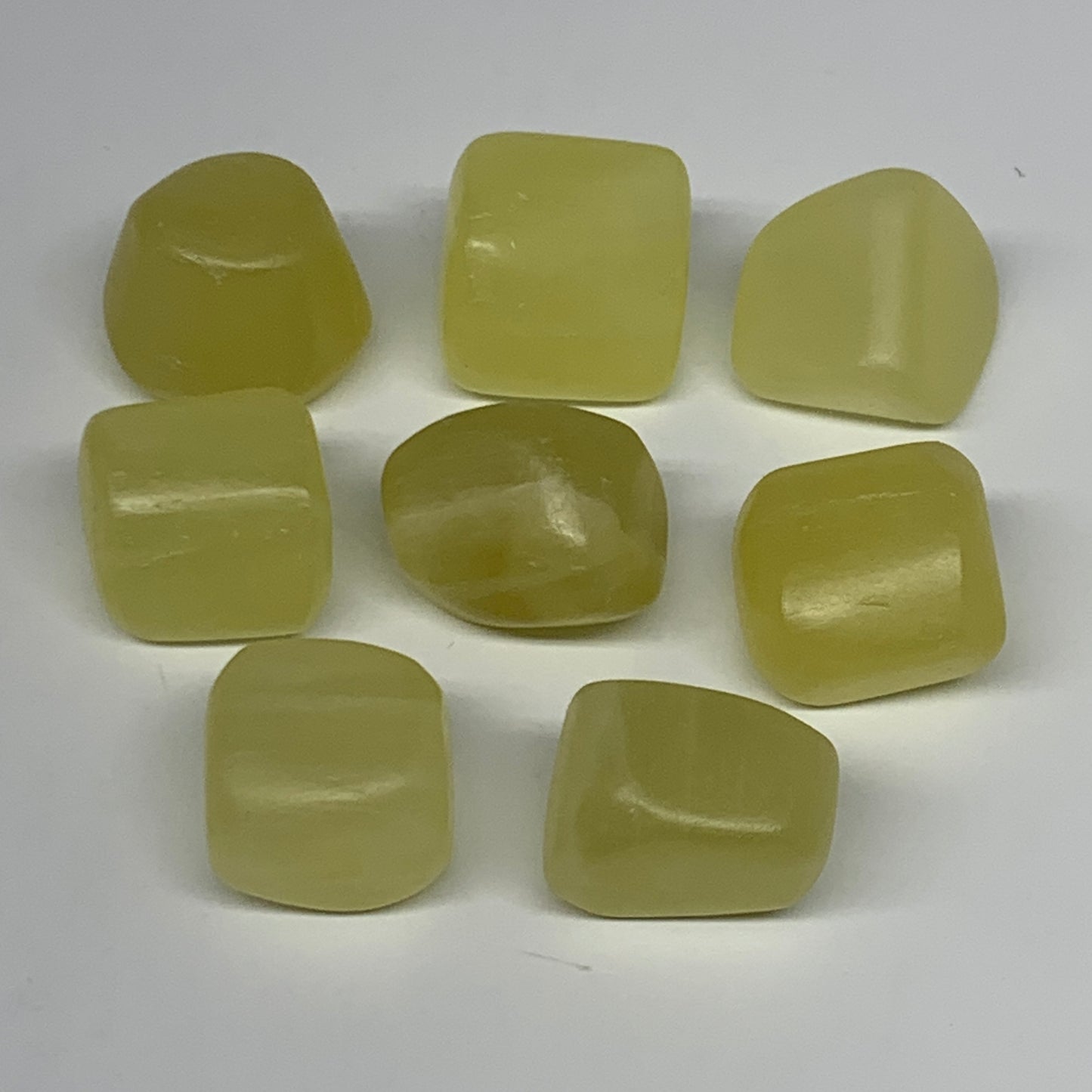 151.1g, 0.8"-1", 8pcs, Natural Lemon Calcite Tumbled Stones @Afghanistan, B26780