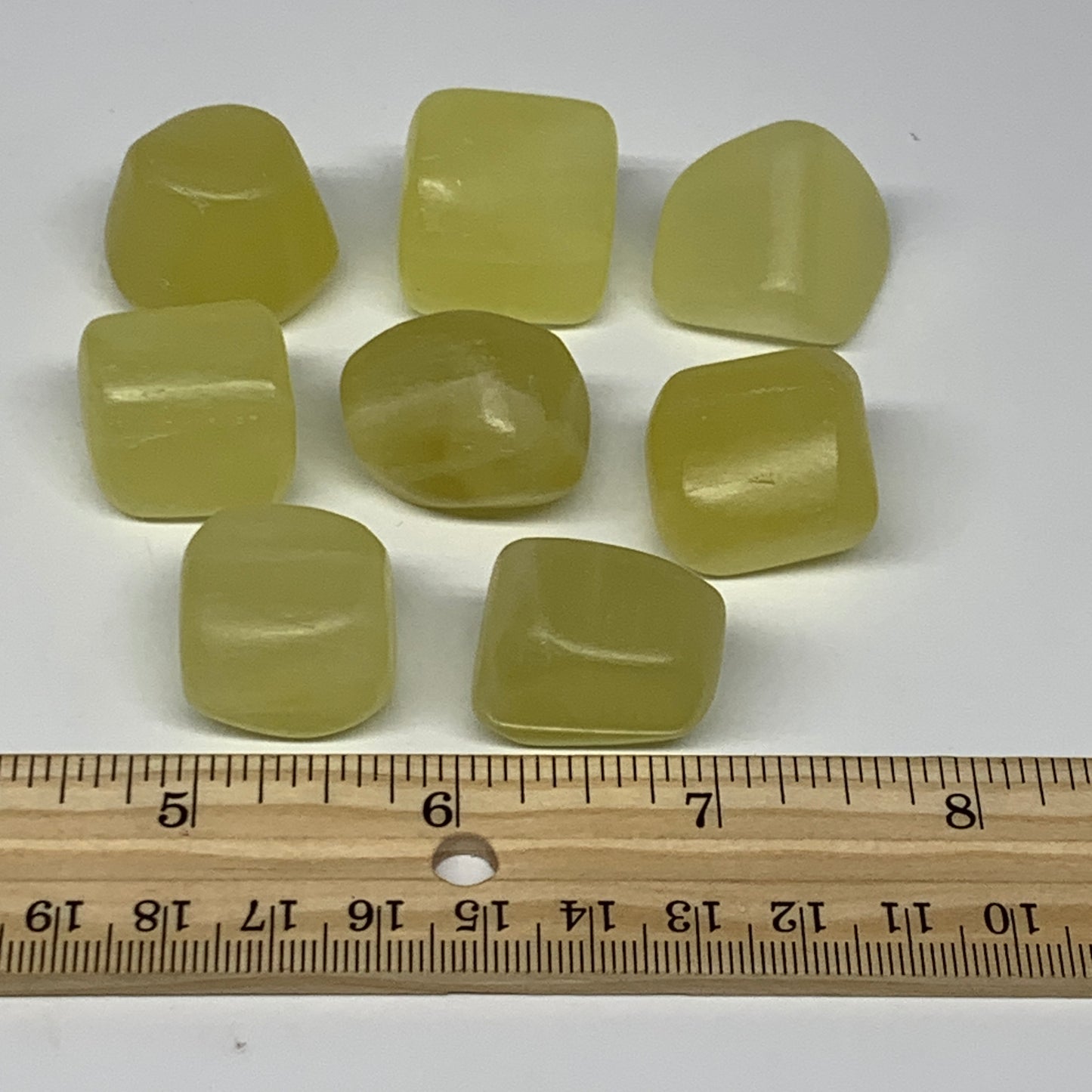 151.1g, 0.8"-1", 8pcs, Natural Lemon Calcite Tumbled Stones @Afghanistan, B26780