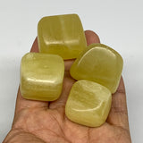 159.5g, 1"-1.3", 4pcs, Natural Lemon Calcite Tumbled Stones @Afghanistan, B26781