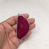 78.5 cts Purple Agate Slice Electroplated Silver Plated Pendant from Brazil, D55 - watangem.com