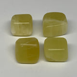 141.8g, 1"-1.2", 4pcs, Natural Lemon Calcite Tumbled Stones @Afghanistan, B26782