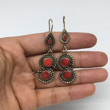 1pc, 2.4" Turkmen Earring S Synthetic Coral Fashion ATS  @Afghanistan,TE185