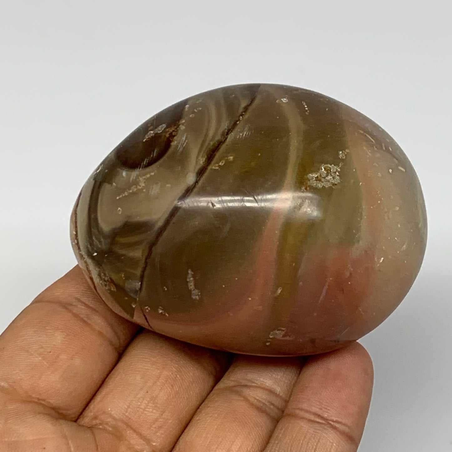 165g, 2.7"x2"x1.6" Polychrome Jasper Palm-Stone Reiki @Madagascar, B17988