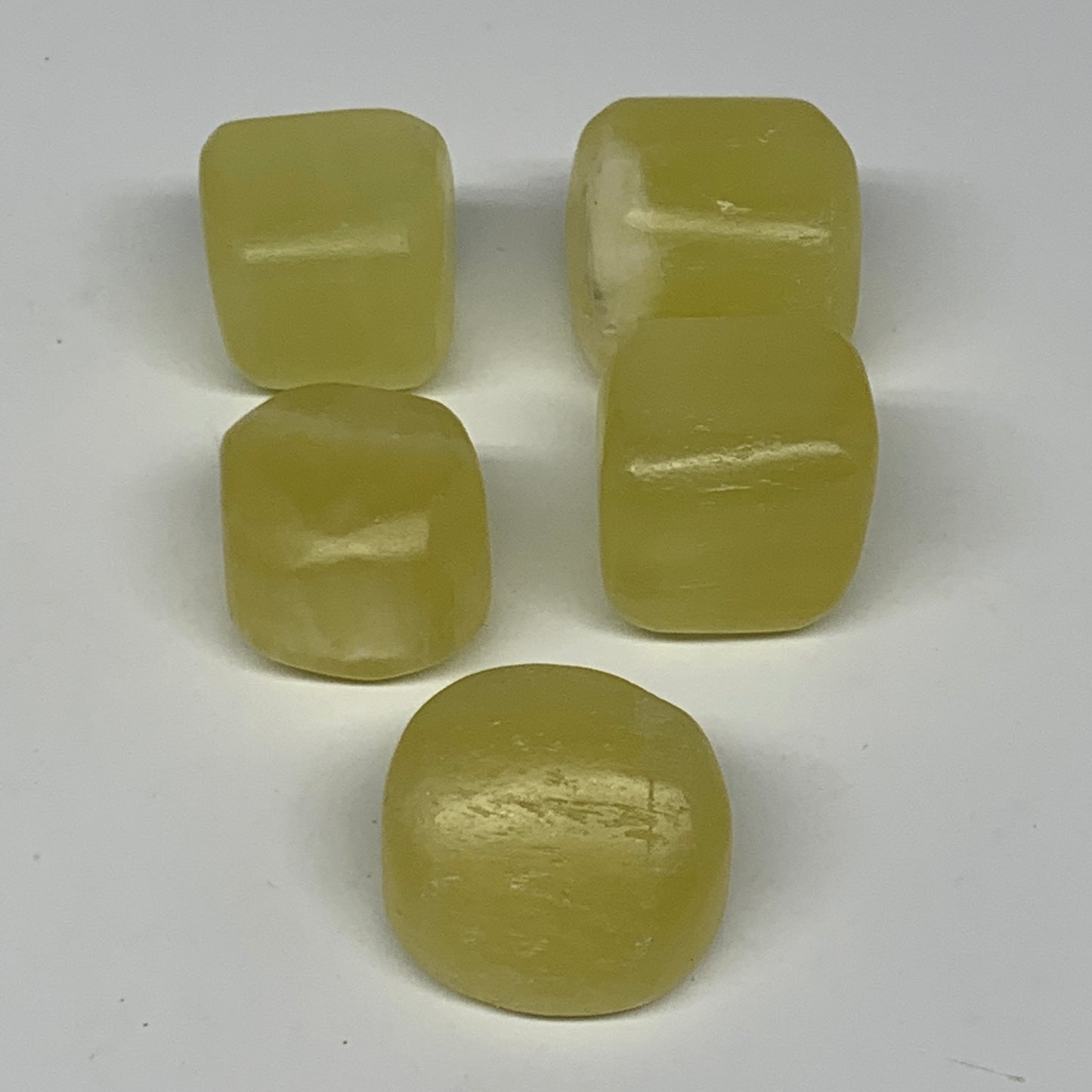 164.4g, 0.8"-1.2", 5pcs, Natural Lemon Calcite Tumbled Stones @Afghanistan, B267