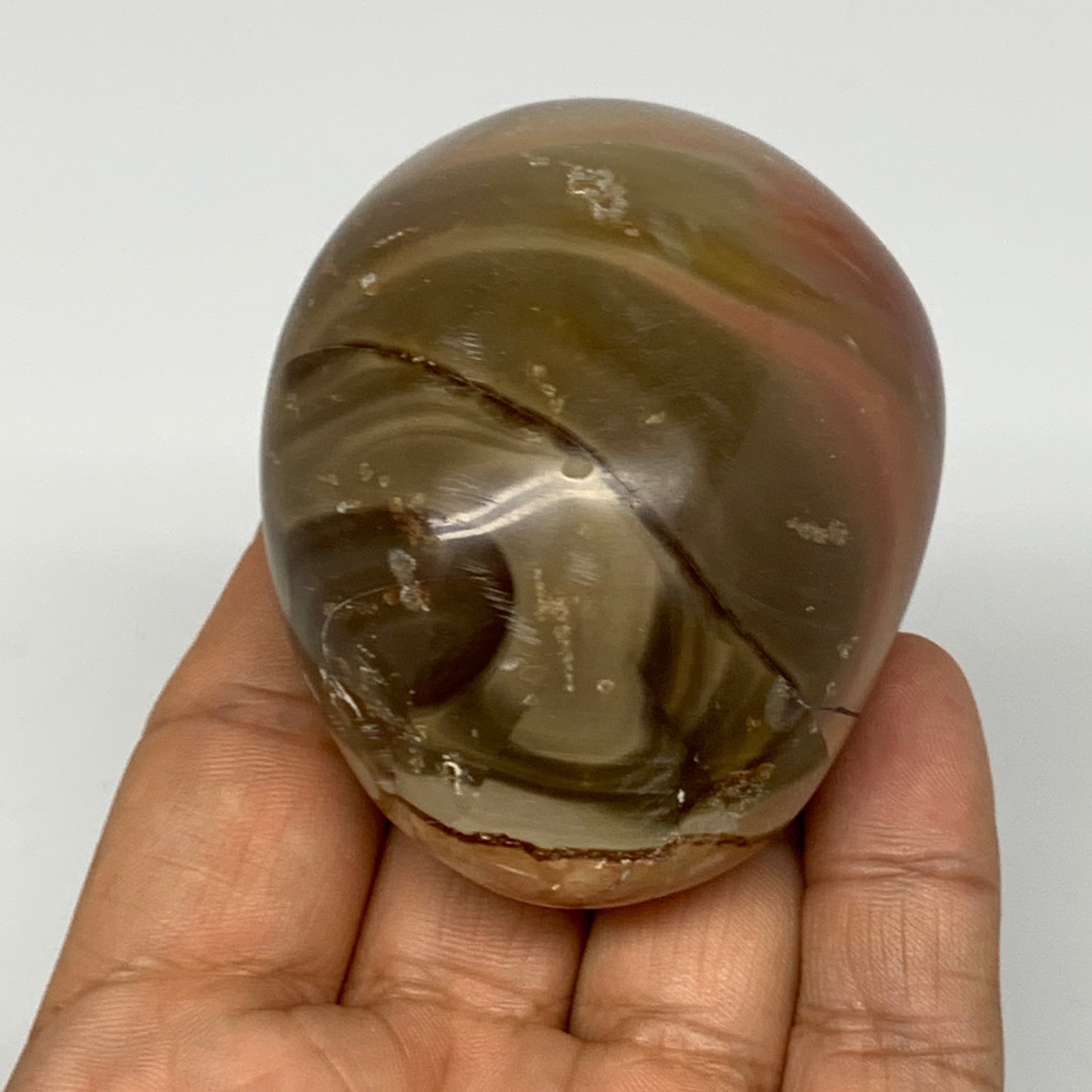 165g, 2.7"x2"x1.6" Polychrome Jasper Palm-Stone Reiki @Madagascar, B17988