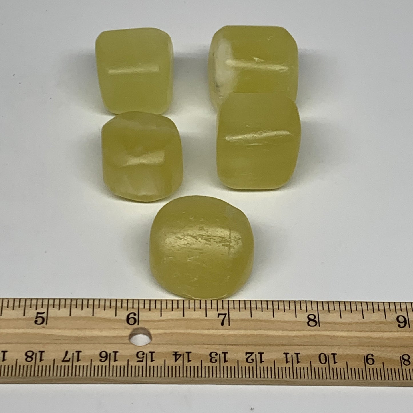 164.4g, 0.8"-1.2", 5pcs, Natural Lemon Calcite Tumbled Stones @Afghanistan, B267