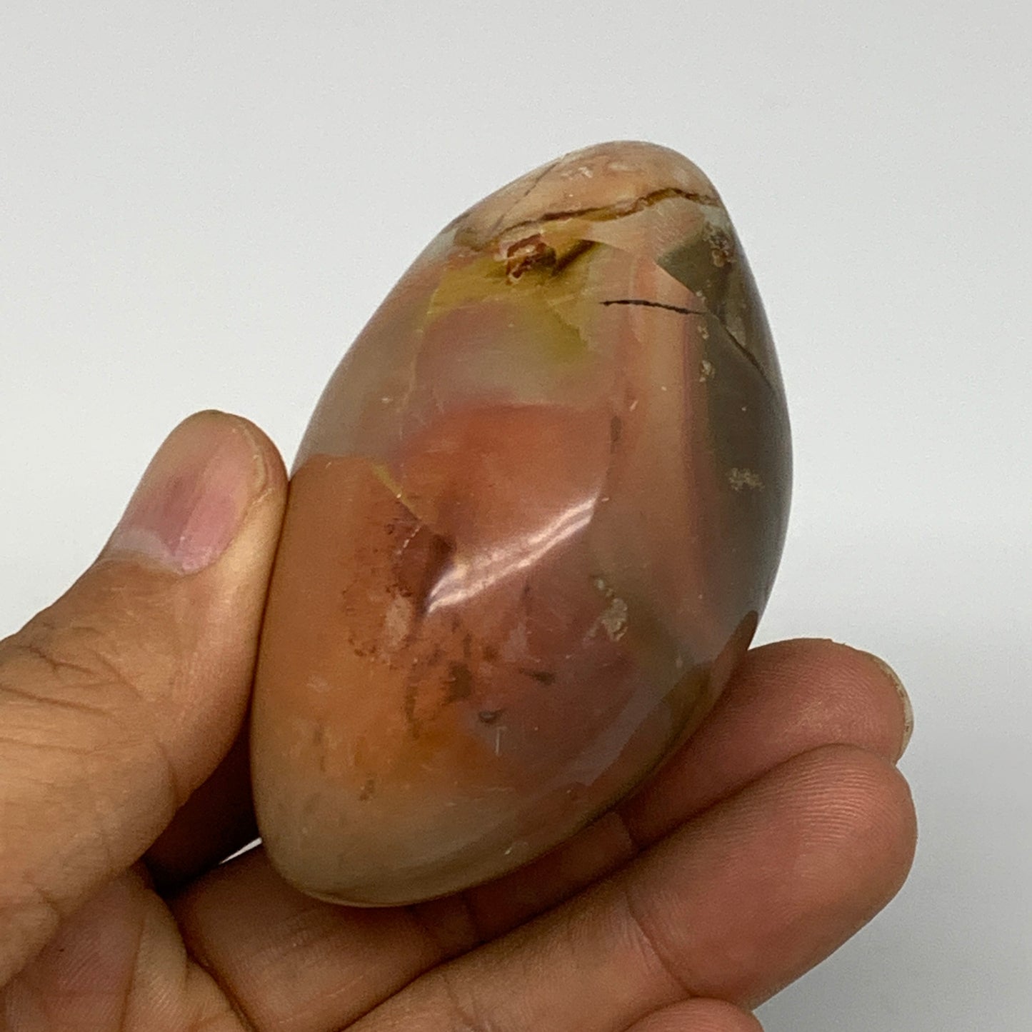 165g, 2.7"x2"x1.6" Polychrome Jasper Palm-Stone Reiki @Madagascar, B17988