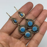 1pc, 2.3" Turkmen Earring S Synthetic Turquoise Fashion ATS  @Afghanistan,TE186