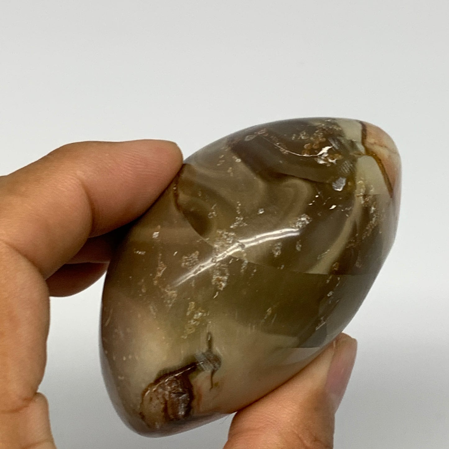 165g, 2.7"x2"x1.6" Polychrome Jasper Palm-Stone Reiki @Madagascar, B17988