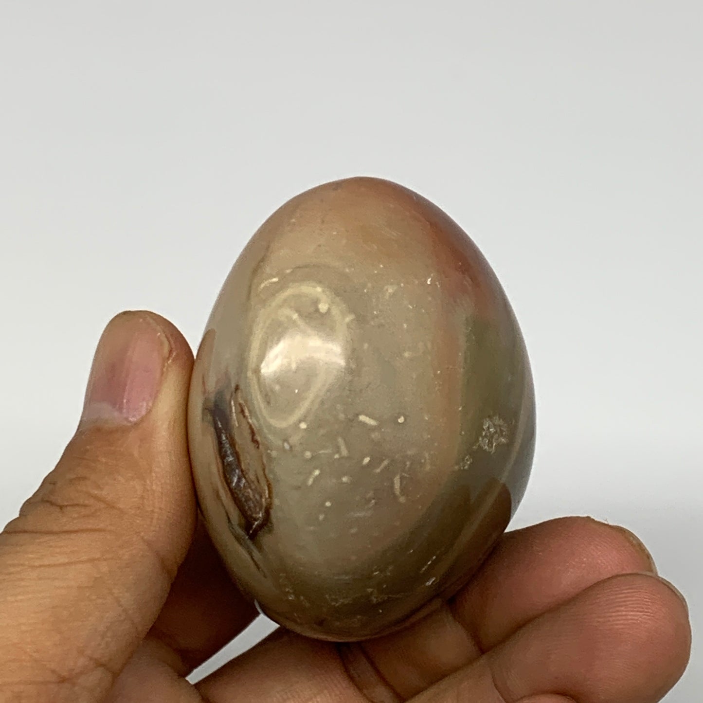 165g, 2.7"x2"x1.6" Polychrome Jasper Palm-Stone Reiki @Madagascar, B17988