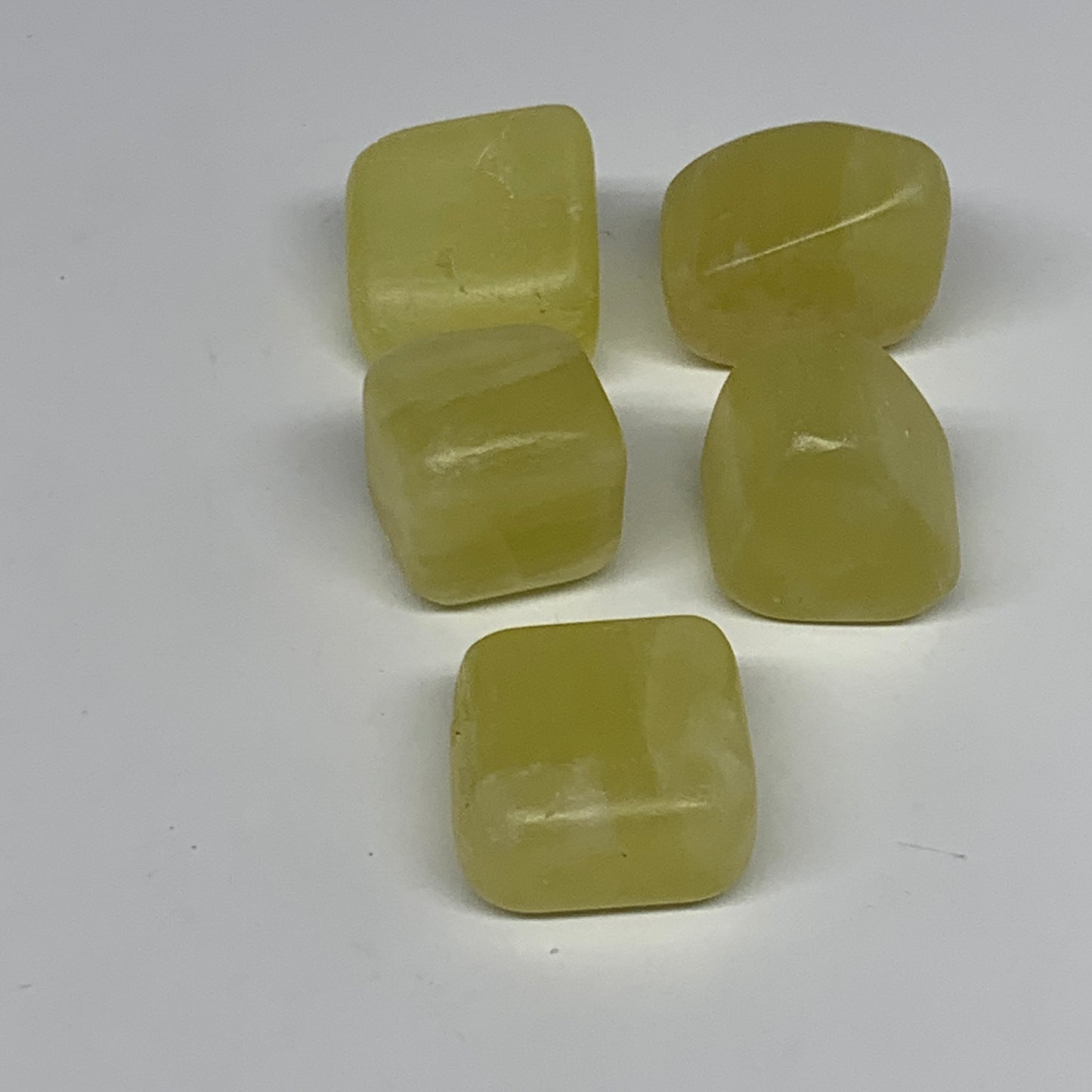 159.5g, 0.9"-1.2", 5pcs, Natural Lemon Calcite Tumbled Stones @Afghanistan, B267