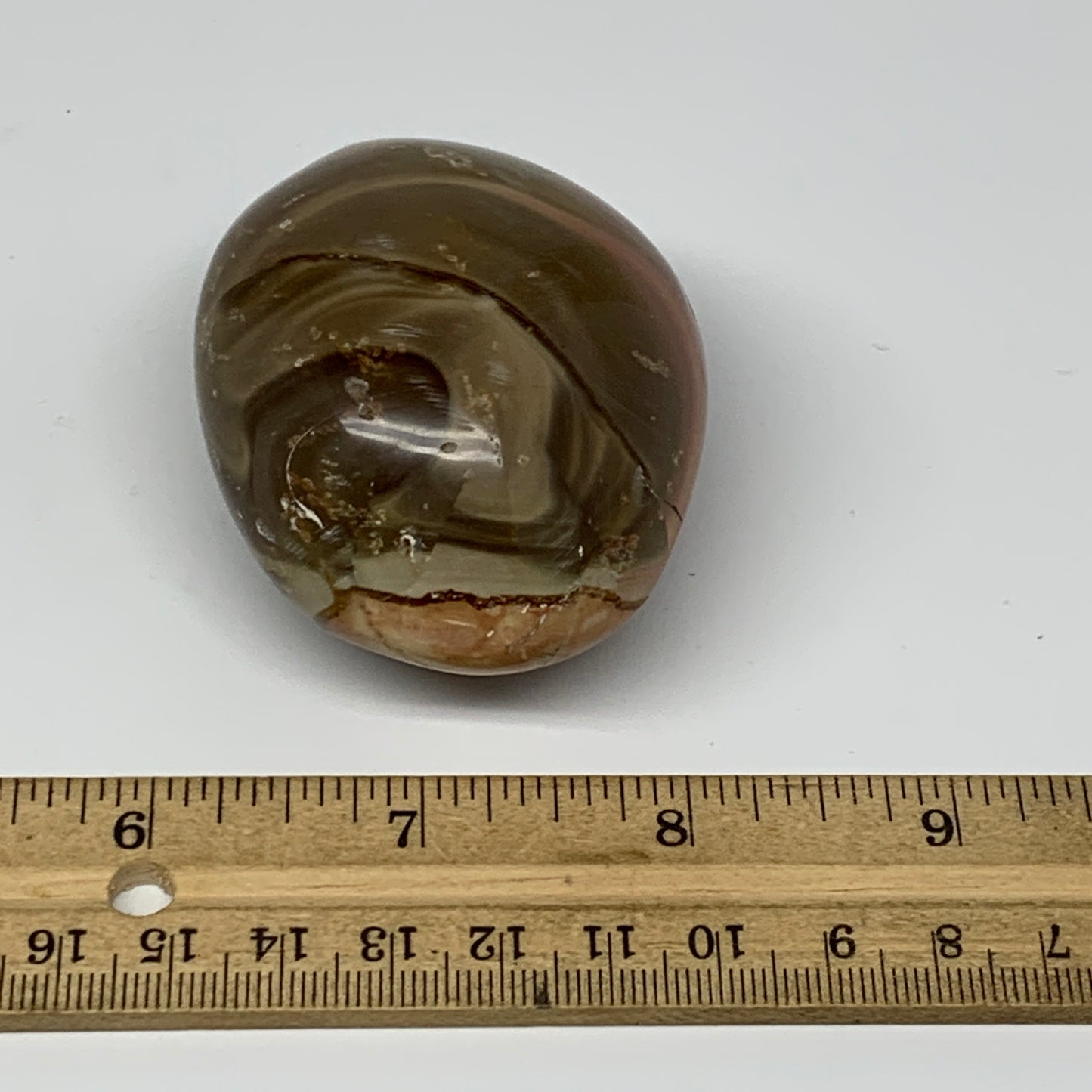 165g, 2.7"x2"x1.6" Polychrome Jasper Palm-Stone Reiki @Madagascar, B17988