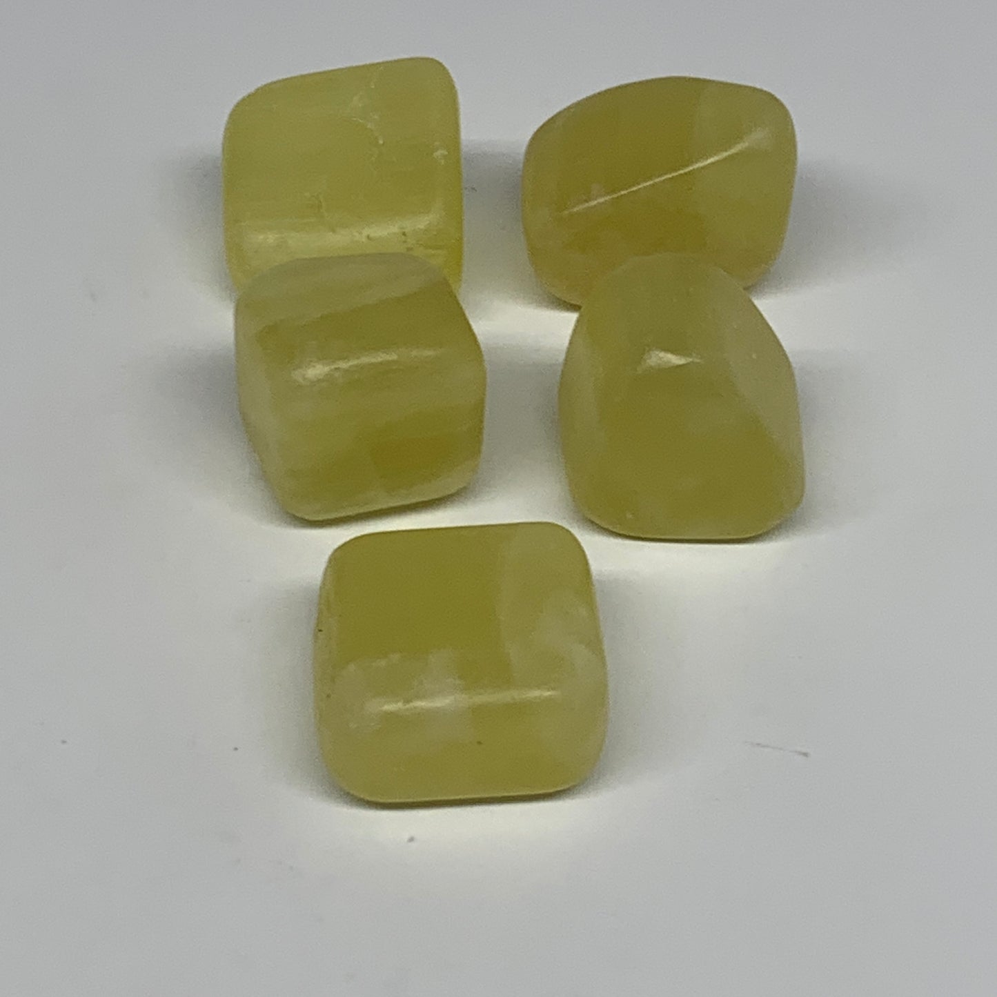 159.5g, 0.9"-1.2", 5pcs, Natural Lemon Calcite Tumbled Stones @Afghanistan, B267