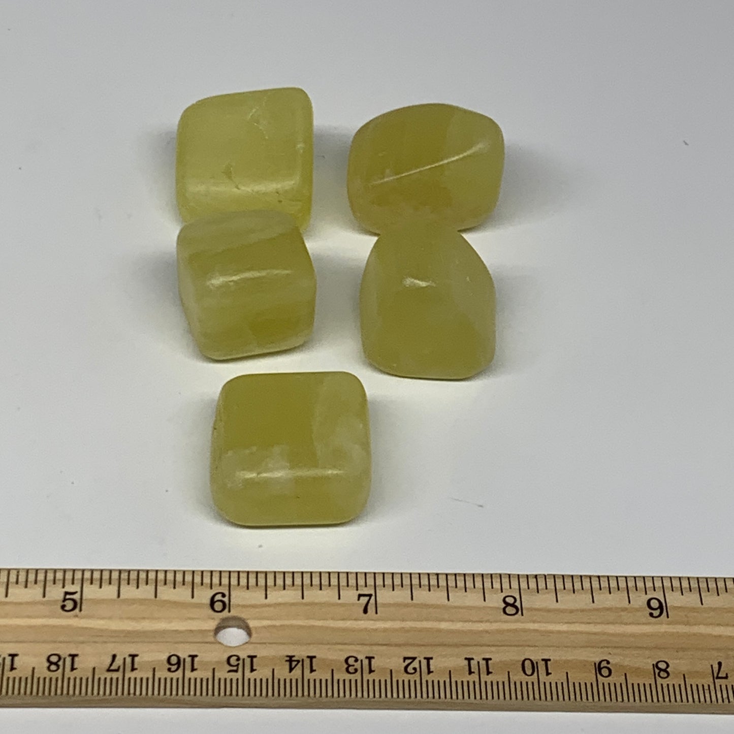 159.5g, 0.9"-1.2", 5pcs, Natural Lemon Calcite Tumbled Stones @Afghanistan, B267