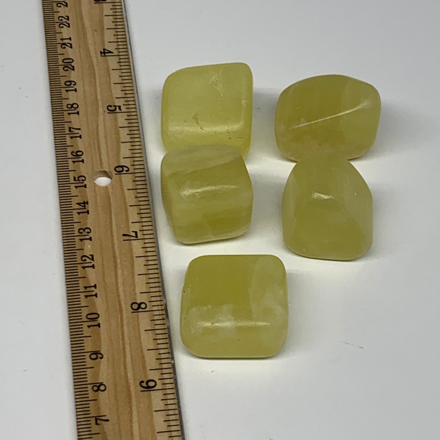 159.5g, 0.9"-1.2", 5pcs, Natural Lemon Calcite Tumbled Stones @Afghanistan, B267