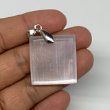 1pc, 5-7g, 1" Selenite Pendant Square Shape Polished from Morocco