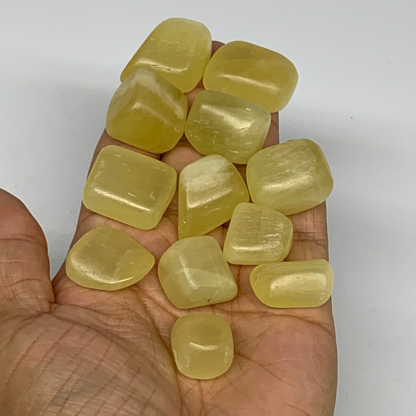 149g, 0.6"-1.1", 12pcs, Natural Lemon Calcite Tumbled Stones @Afghanistan, B2678