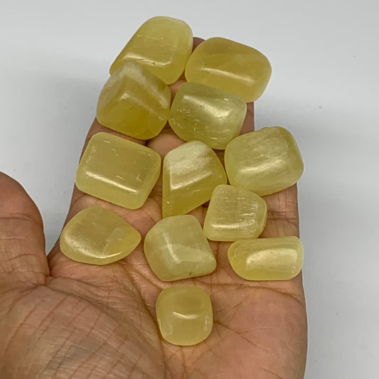 149g, 0.6"-1.1", 12pcs, Natural Lemon Calcite Tumbled Stones @Afghanistan, B2678
