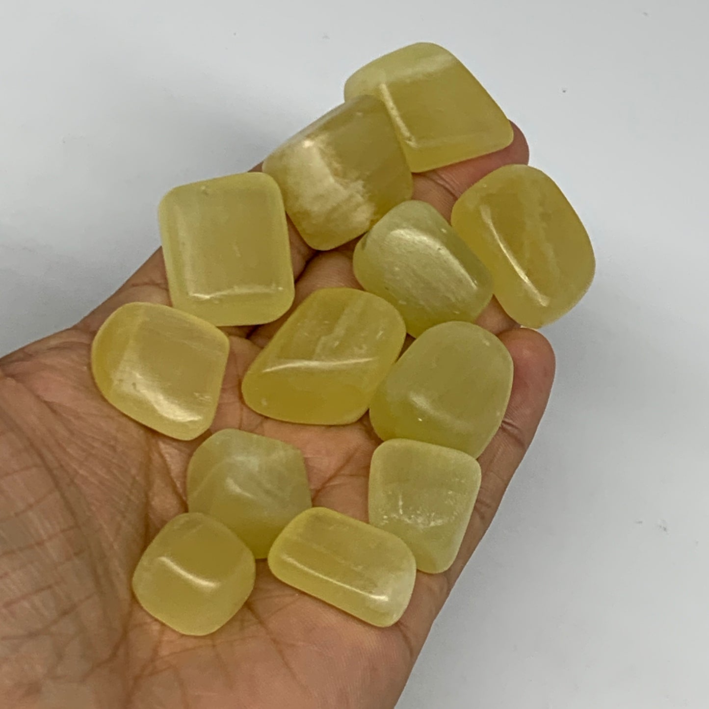 149g, 0.6"-1.1", 12pcs, Natural Lemon Calcite Tumbled Stones @Afghanistan, B2678