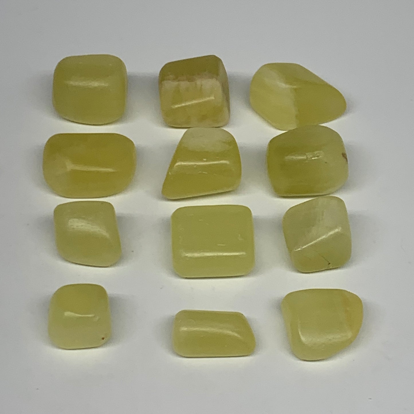 149g, 0.6"-1.1", 12pcs, Natural Lemon Calcite Tumbled Stones @Afghanistan, B2678
