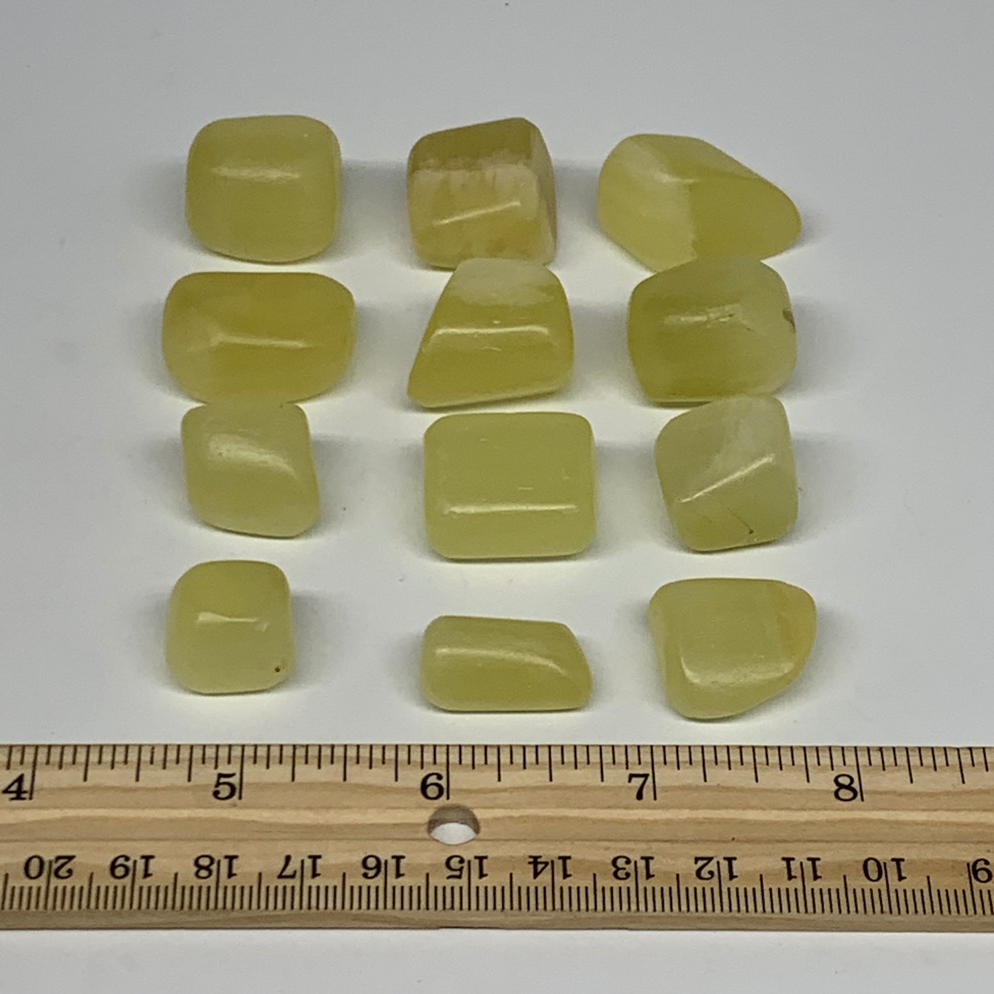 149g, 0.6"-1.1", 12pcs, Natural Lemon Calcite Tumbled Stones @Afghanistan, B2678