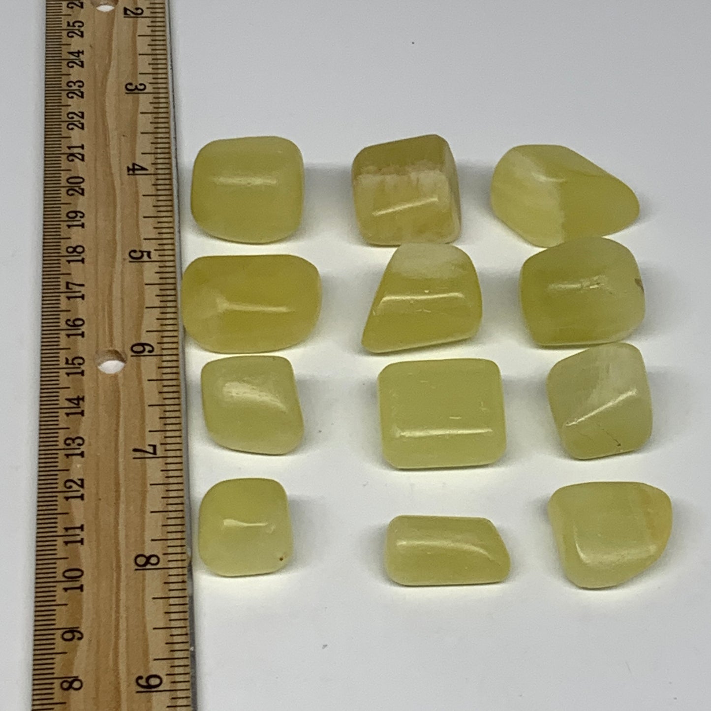 149g, 0.6"-1.1", 12pcs, Natural Lemon Calcite Tumbled Stones @Afghanistan, B2678