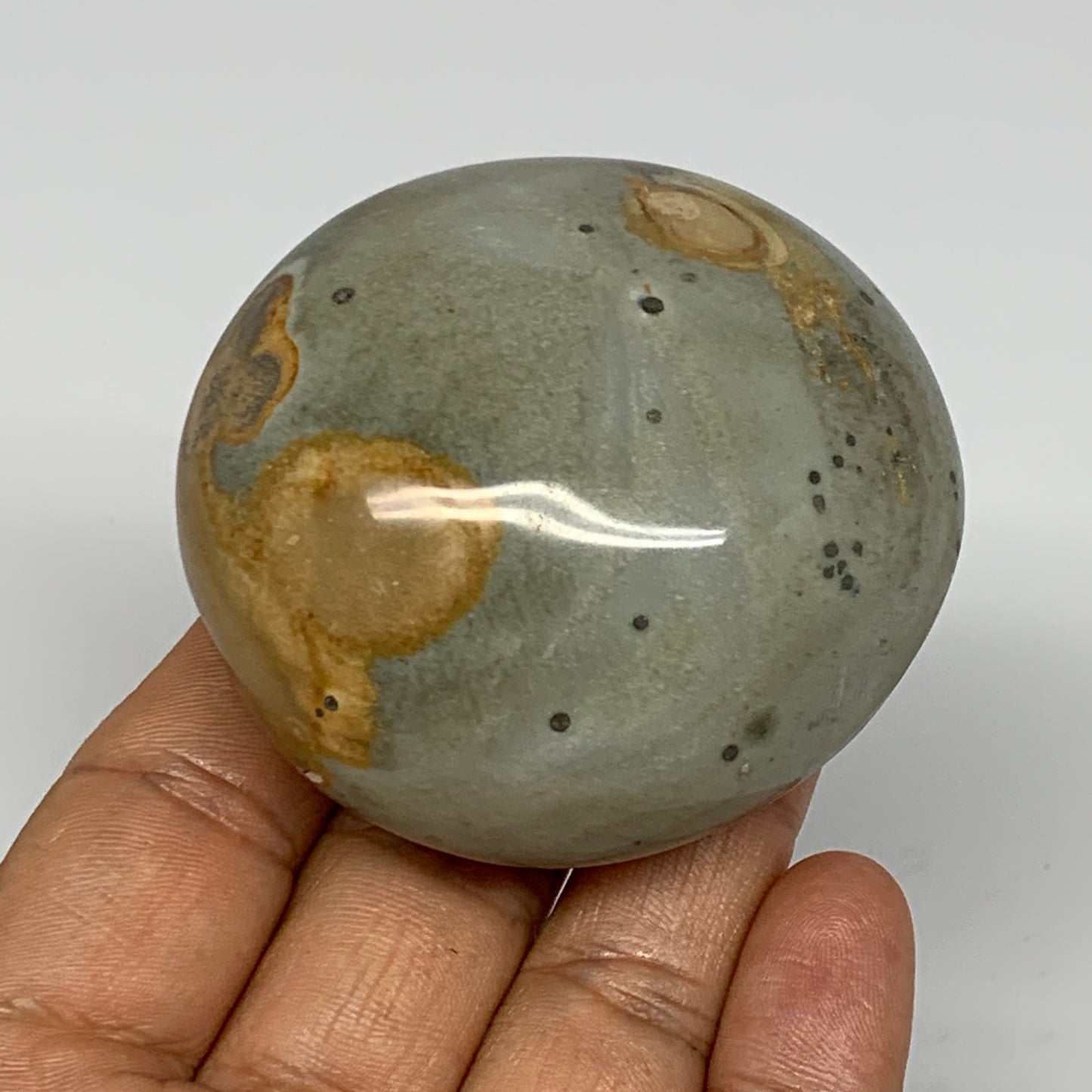 145.1g, 2.4"x2.2"x1.3" Polychrome Jasper Palm-Stone Reiki @Madagascar, B17992