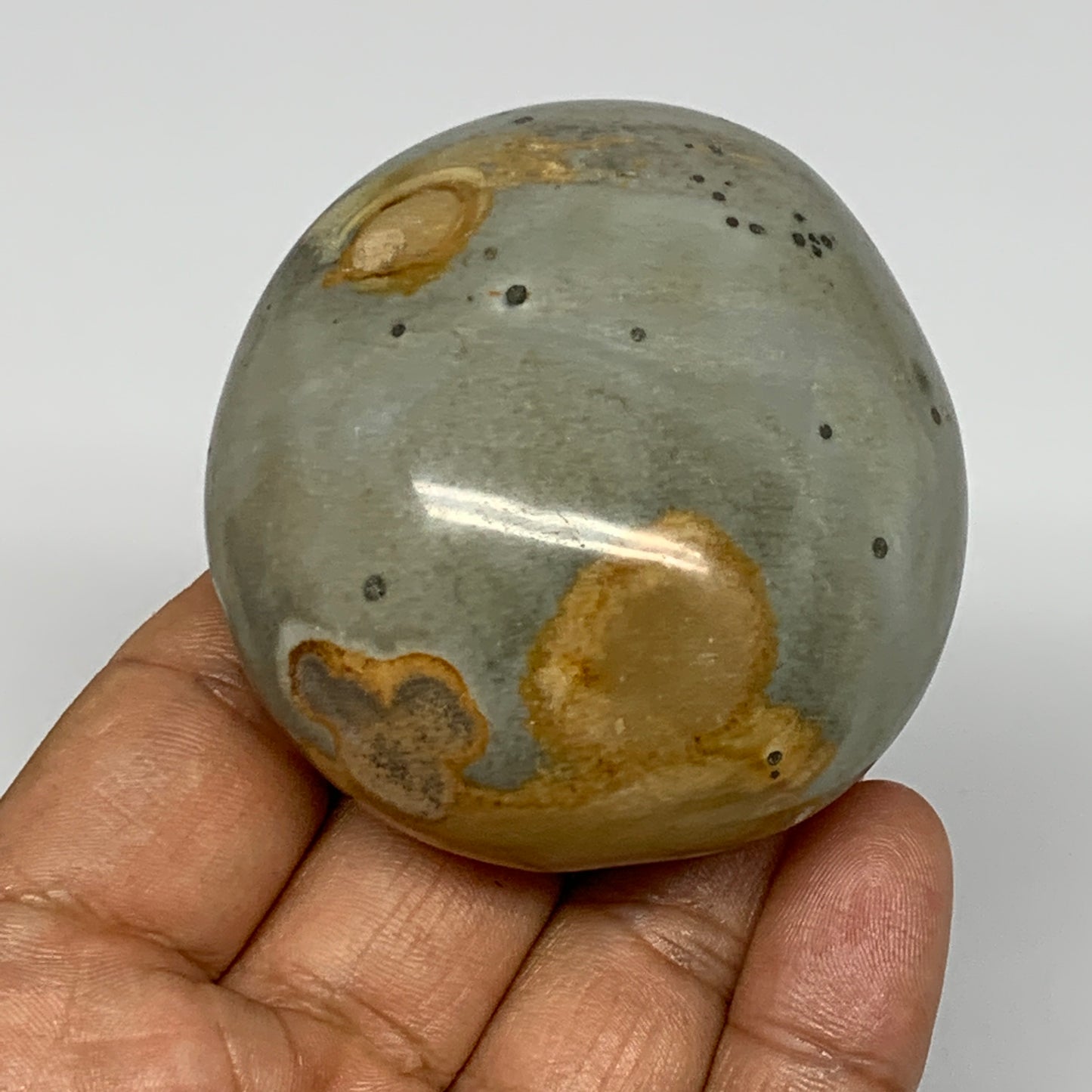 145.1g, 2.4"x2.2"x1.3" Polychrome Jasper Palm-Stone Reiki @Madagascar, B17992