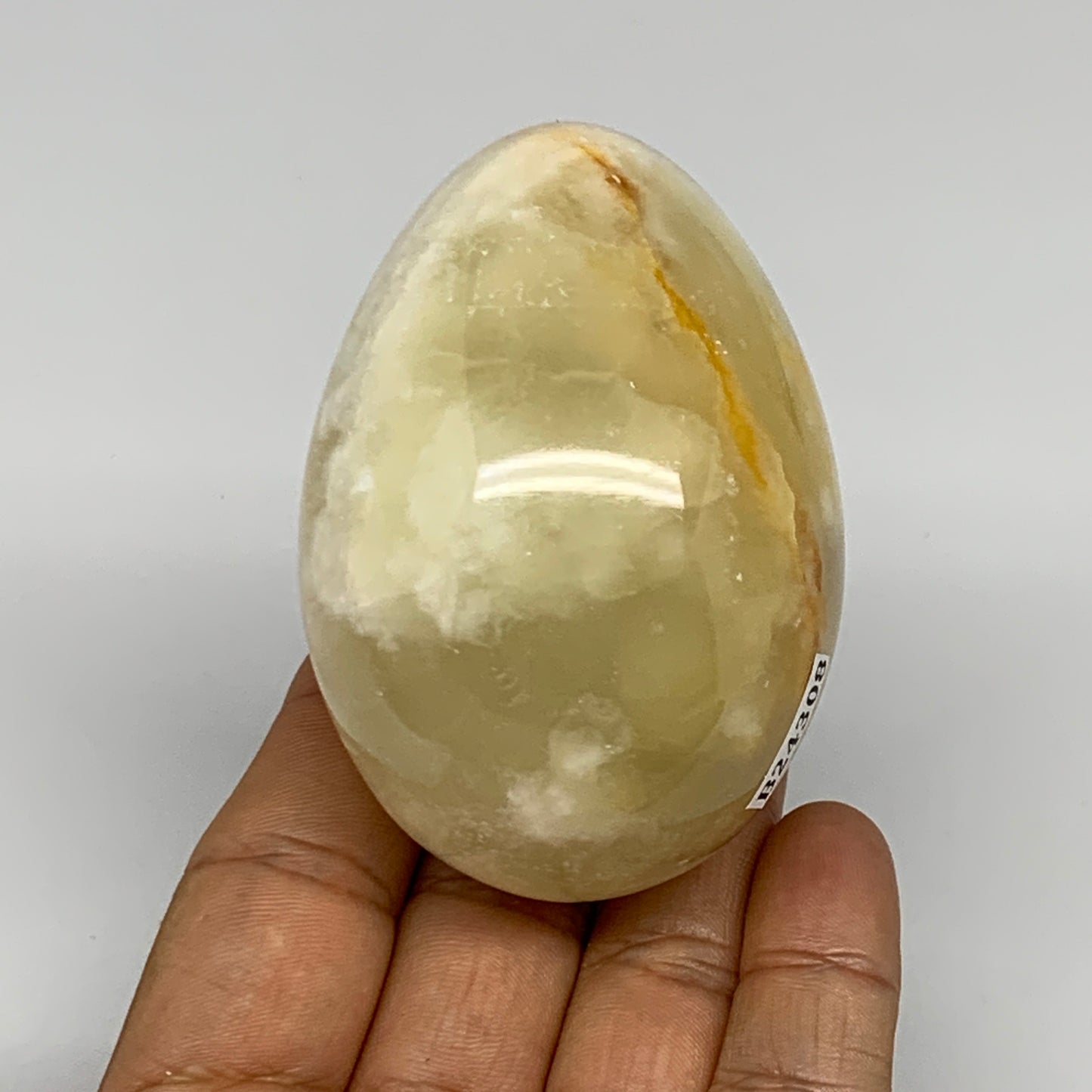 242g, 2.8"x2" Natural Green Onyx Egg Gemstone Mineral, from Pakistan, B24308
