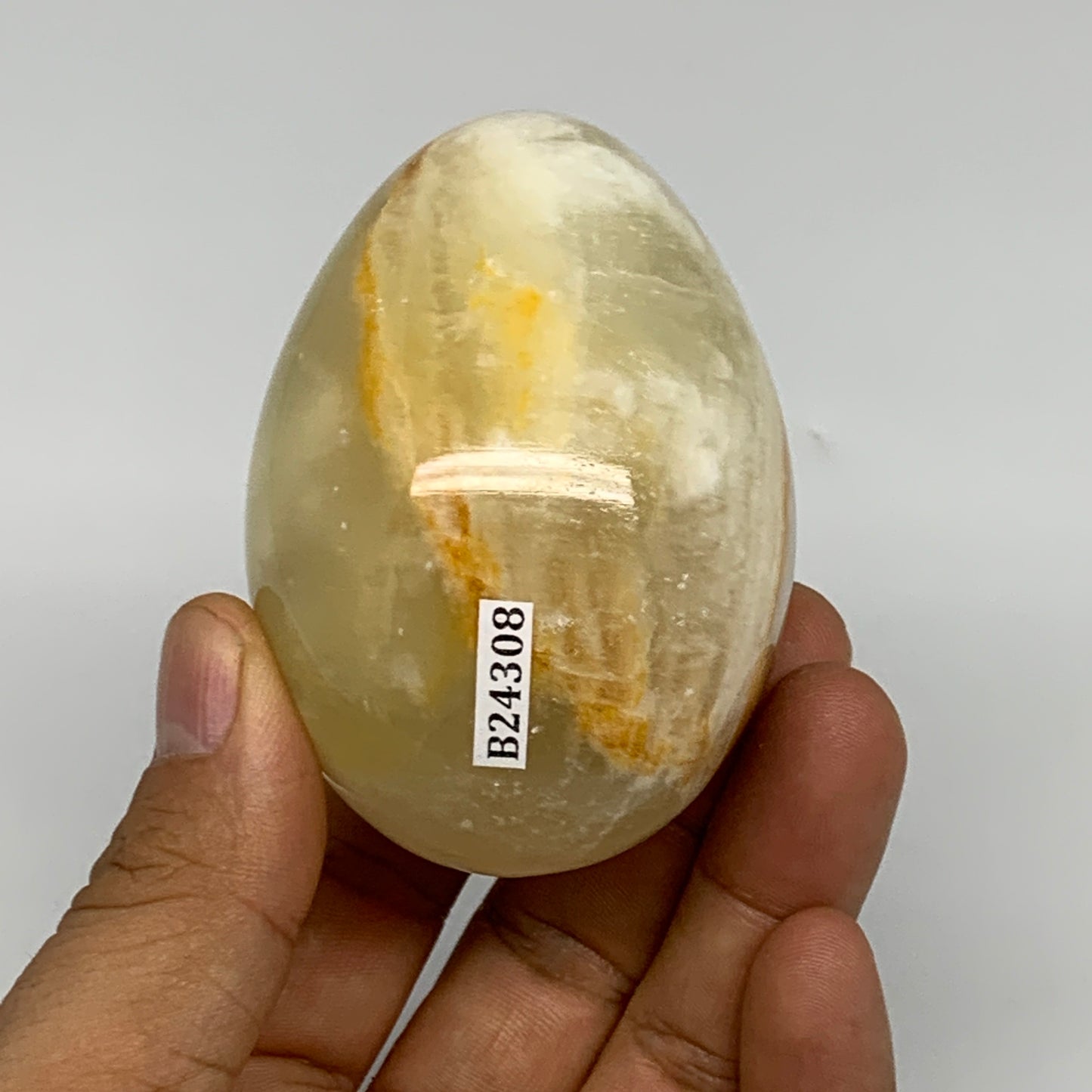 242g, 2.8"x2" Natural Green Onyx Egg Gemstone Mineral, from Pakistan, B24308