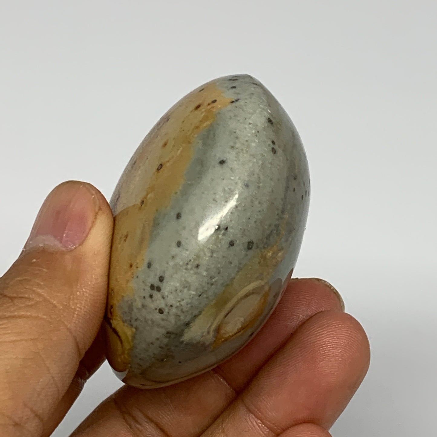 145.1g, 2.4"x2.2"x1.3" Polychrome Jasper Palm-Stone Reiki @Madagascar, B17992