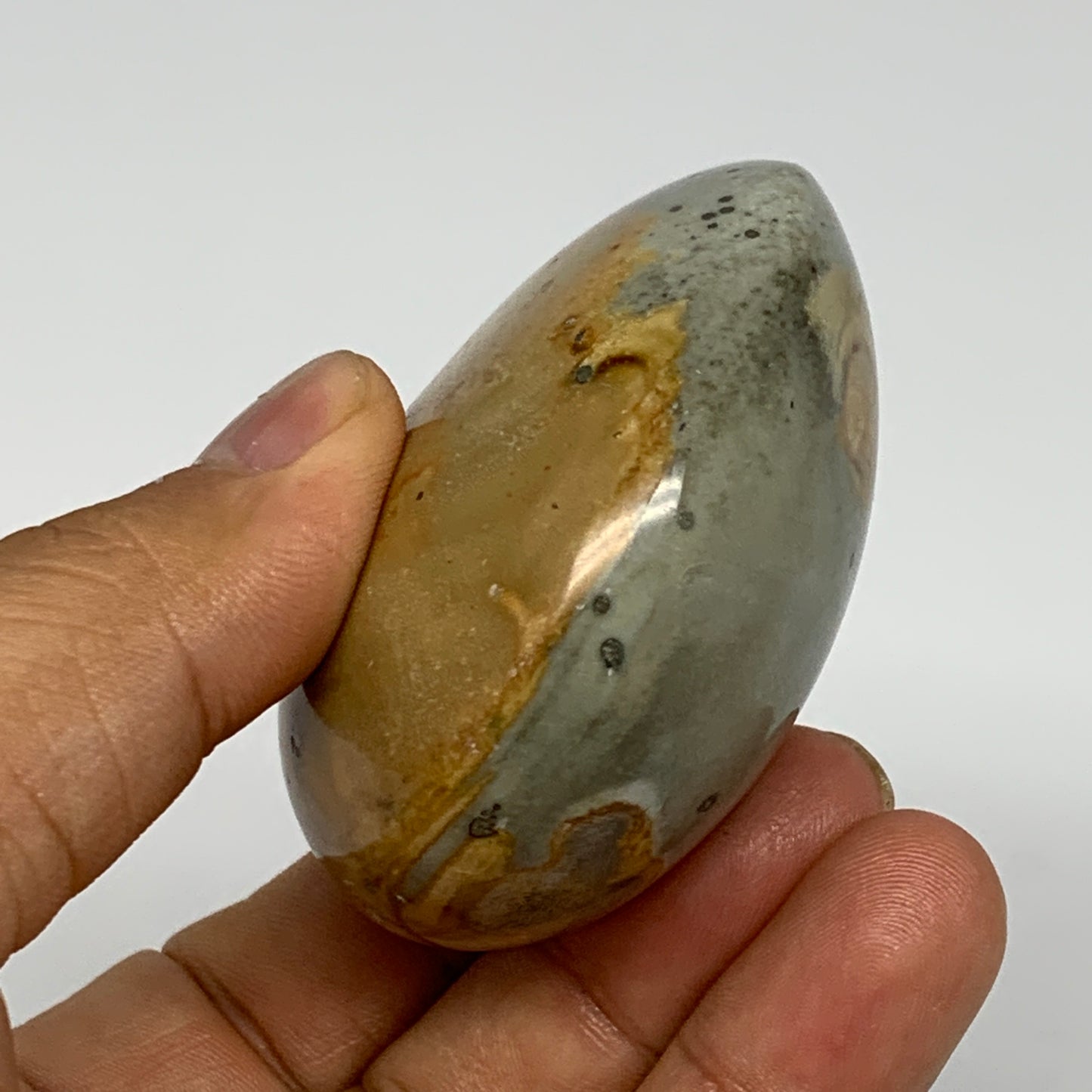 145.1g, 2.4"x2.2"x1.3" Polychrome Jasper Palm-Stone Reiki @Madagascar, B17992