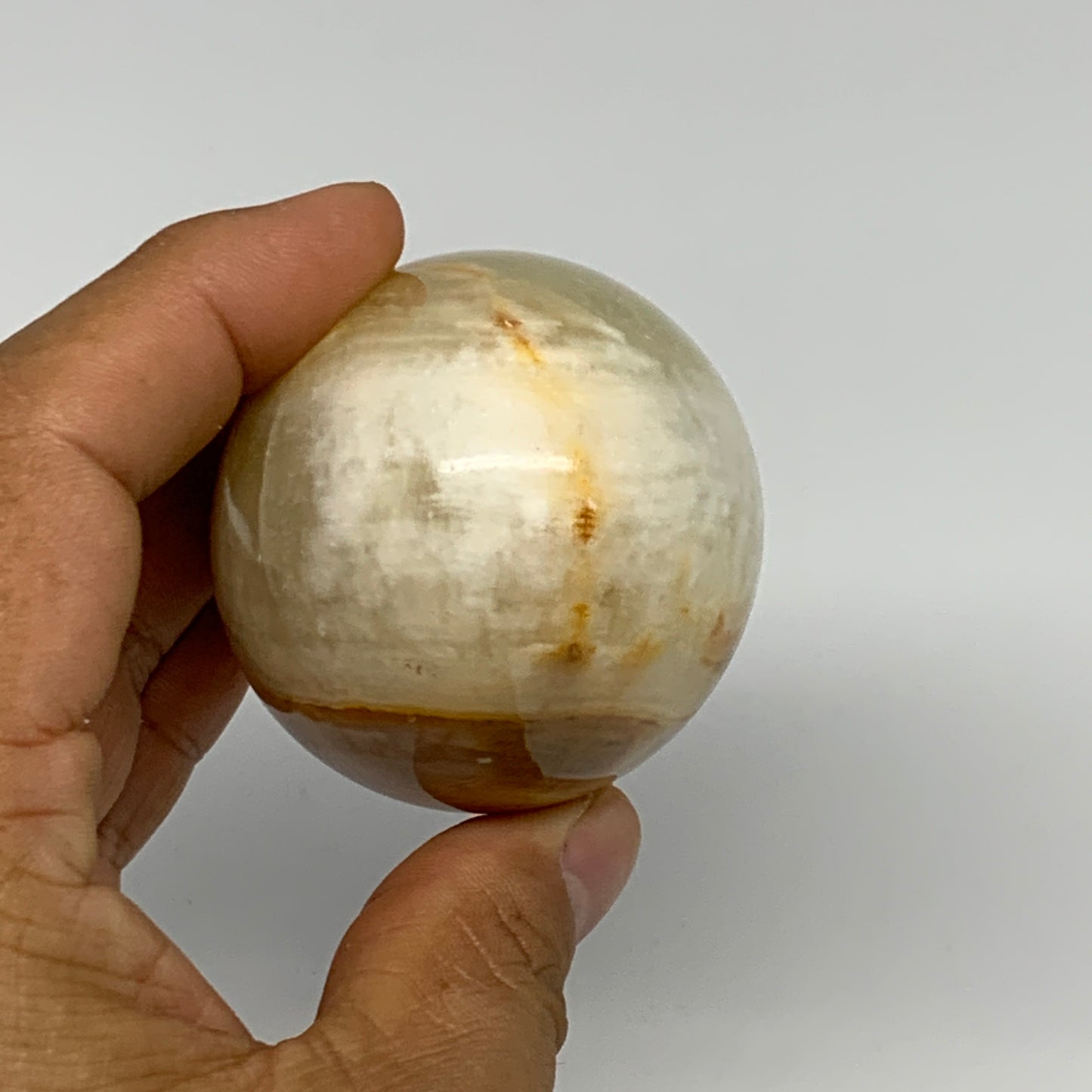 242g, 2.8"x2" Natural Green Onyx Egg Gemstone Mineral, from Pakistan, B24308