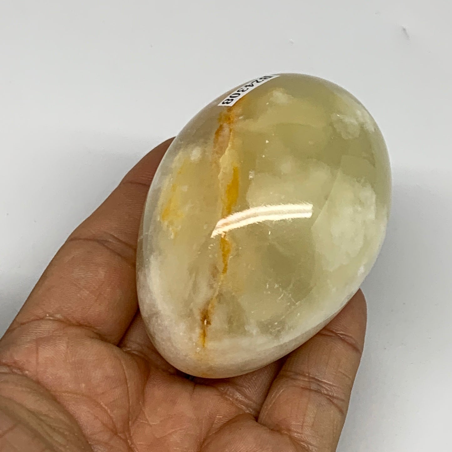 242g, 2.8"x2" Natural Green Onyx Egg Gemstone Mineral, from Pakistan, B24308