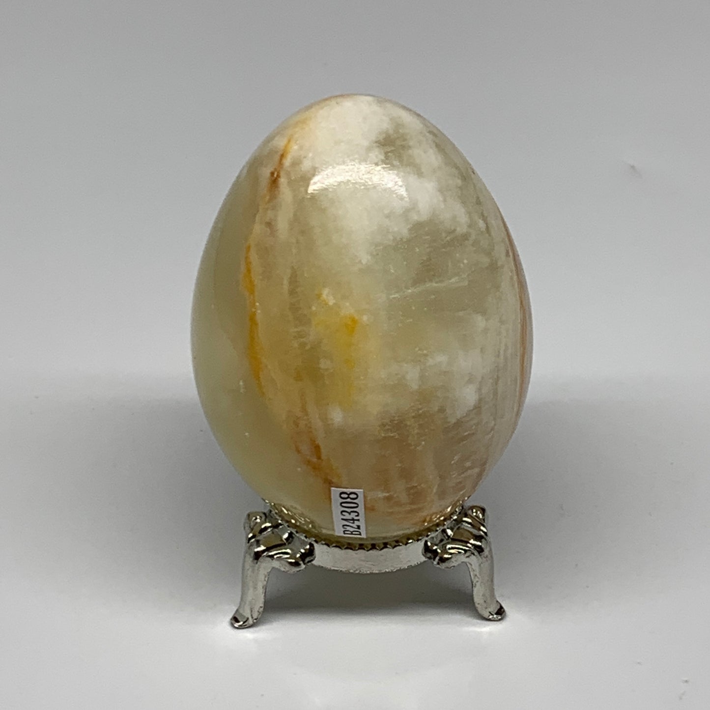 242g, 2.8"x2" Natural Green Onyx Egg Gemstone Mineral, from Pakistan, B24308