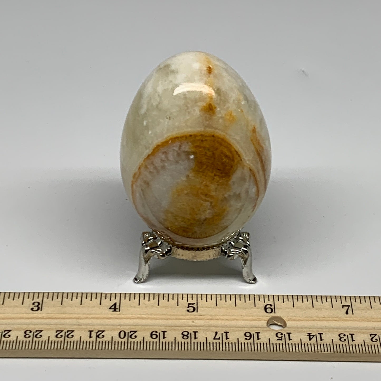 242g, 2.8"x2" Natural Green Onyx Egg Gemstone Mineral, from Pakistan, B24308