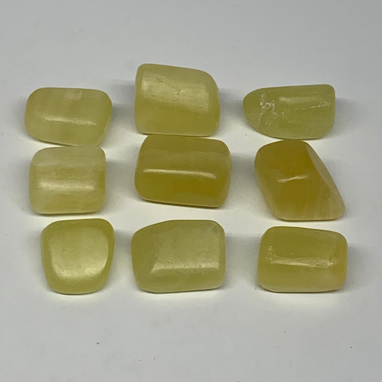 173.6g, 0.9"-1.2", 9pcs, Natural Lemon Calcite Tumbled Stones @Afghanistan, B267