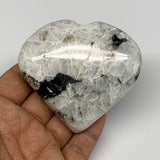 162.5g, 2.7"x3"x0.9", Rainbow Moonstone Heart Crystal Gemstone @India, B26390