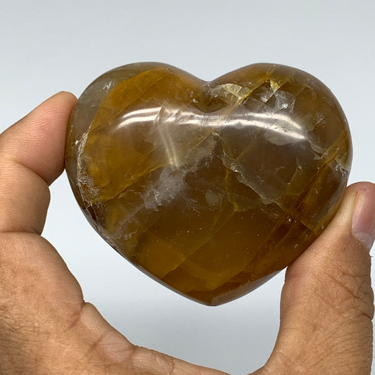 167.9g,2.1"x2.6"x1.3" Natural Orange Quartz Heart Crystal Reiki Energy,B3462