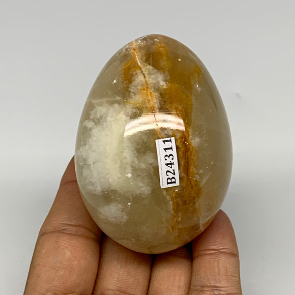 241.3g, 2.7"x2" Natural Green Onyx Egg Gemstone Mineral, from Pakistan, B24311