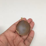82.5 cts Brown Agate Slice Pendant Electroplated Gold Plated from Brazil,D35