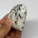 128.5g, 2.5"x2.7"x0.9", Rainbow Moonstone Heart Crystal Gemstone @India, B26391